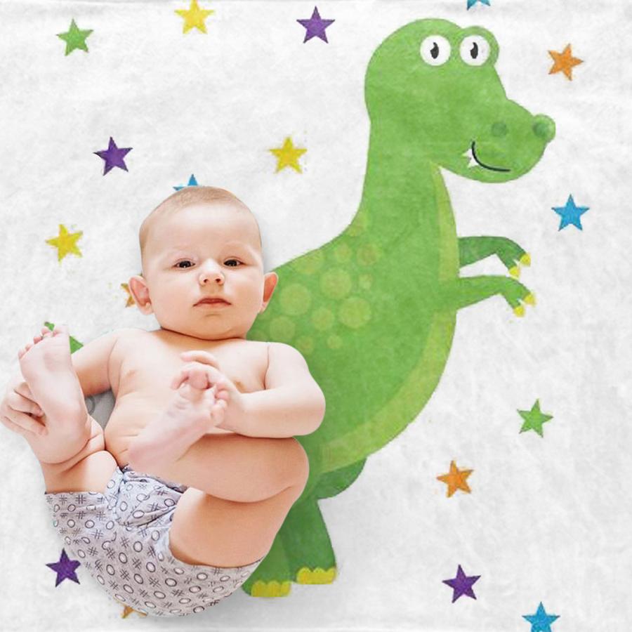 Custom Name Fleece Cartoon Dinosaur Blanket II12