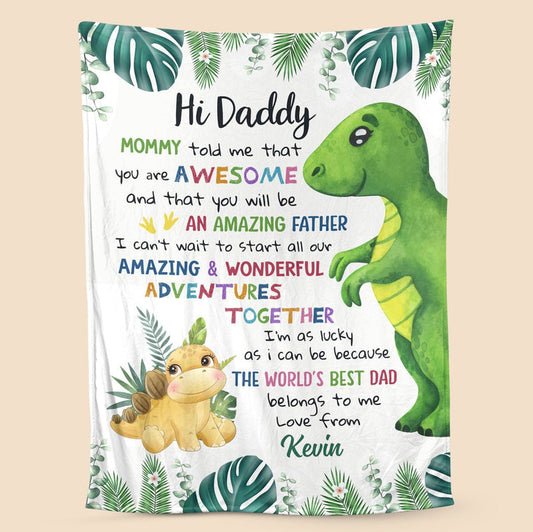 Personalized  Fathers Day Blanket Dinosaur Theme