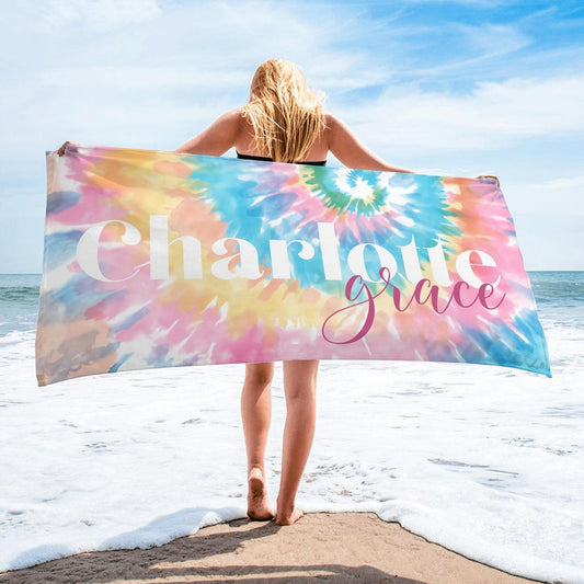 Personalized Beach Towels Tie Dye Spiral