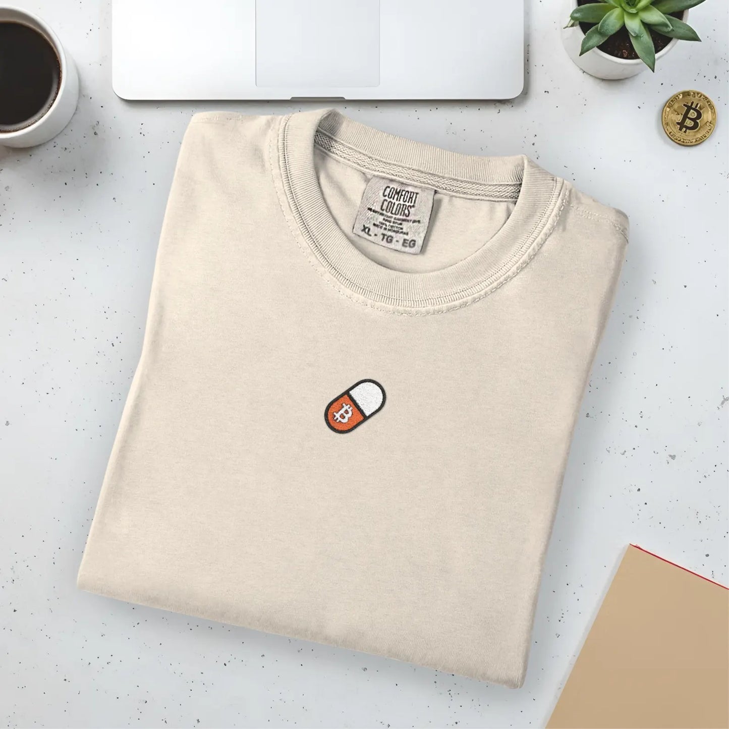 Bitcoin Orange Pill Embroidered T-Shirt