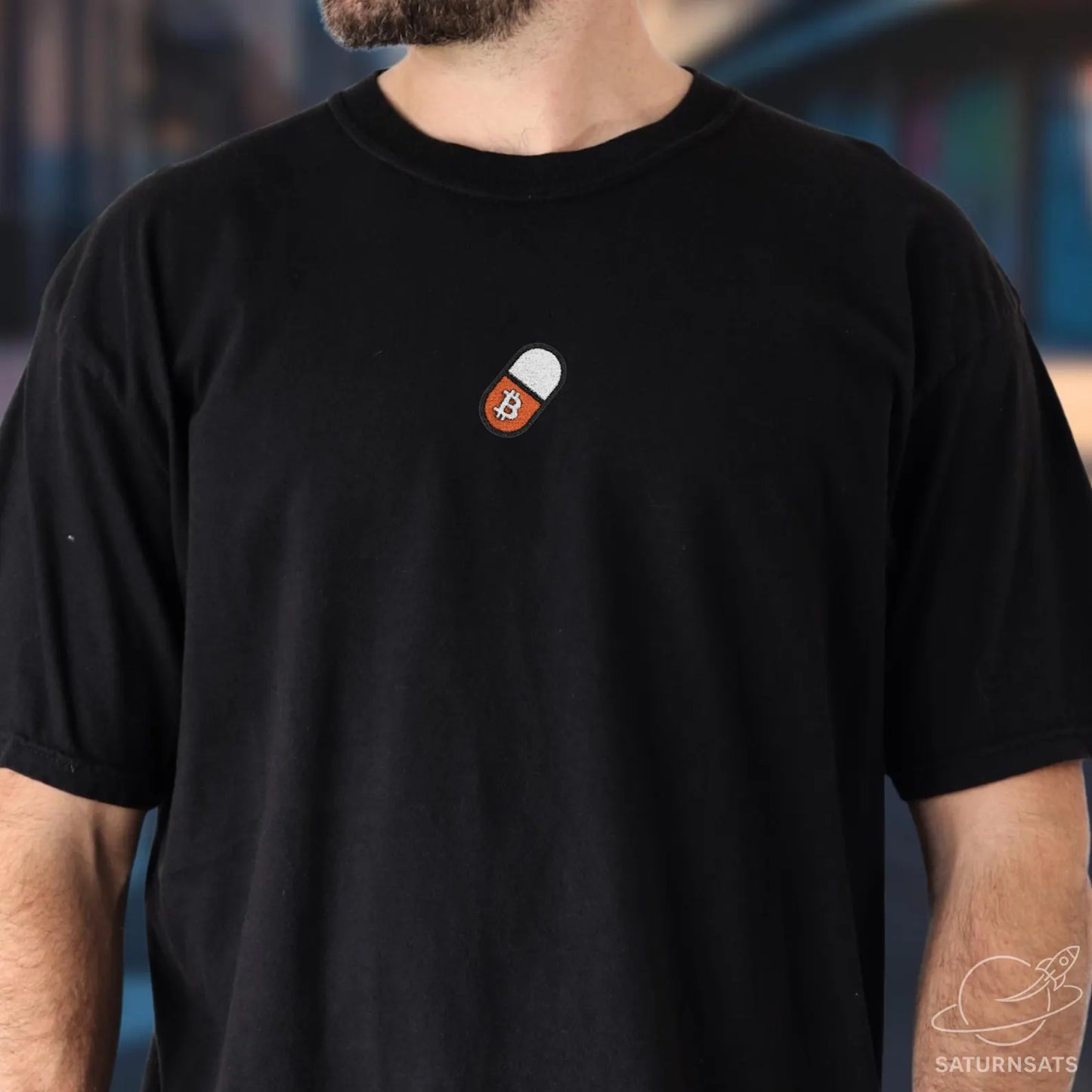 Bitcoin Orange Pill Embroidered T-Shirt