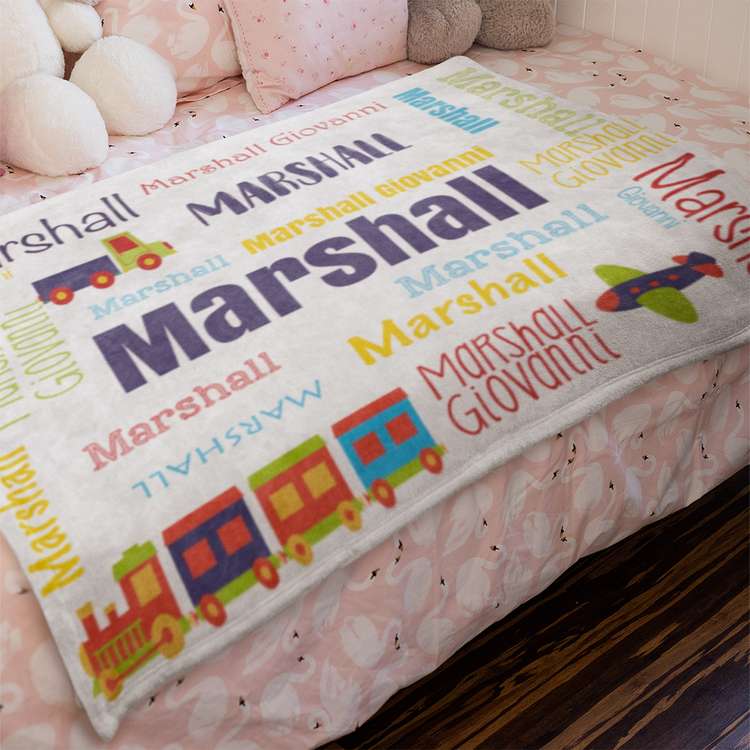 Custom Name Art Truck Fleece Blanket